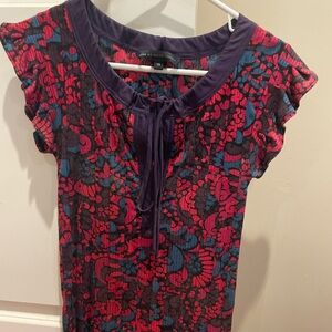Marc By Marc Jacobs Purple and Red Patterned Top